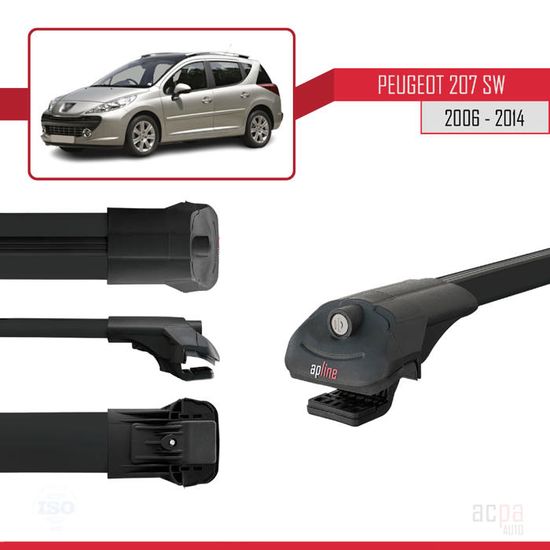 Barres De Toit Apline Pour Peugeot 207 SW 2006-2014 | Porte-Bagages Gris | Modèle BASIC