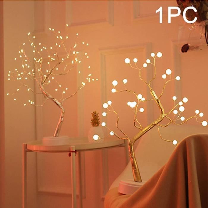 Arbre bonsaï table, lampe réglable branches lumières diy cuivre fil 36 108  leds design arbre lumière, chargement usb nuit lam[A194] - Cdiscount Maison