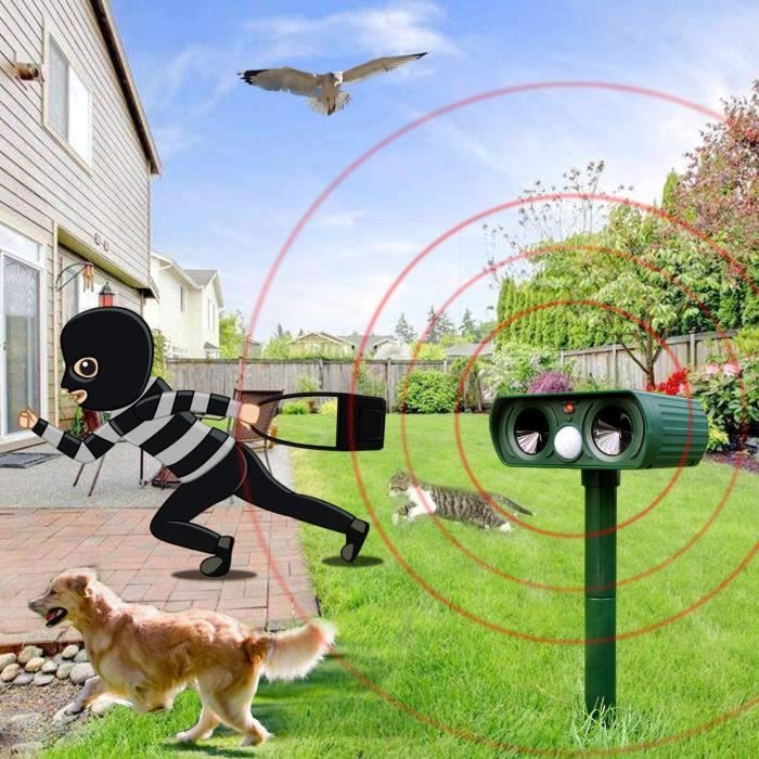 Répulsif Solaire à Ultrasons Pour Chats Et Souris, 4 Modes, étanche