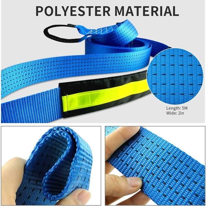 Corde De Remorquage Sangle De Remorquage De Voiture Course Auto Treuil Corde Nylon 5M 8 Tonnes Récupération Câble De Remorquage Sangle Ceinture Robuste Hors Route Accessoires Crochets En Métal