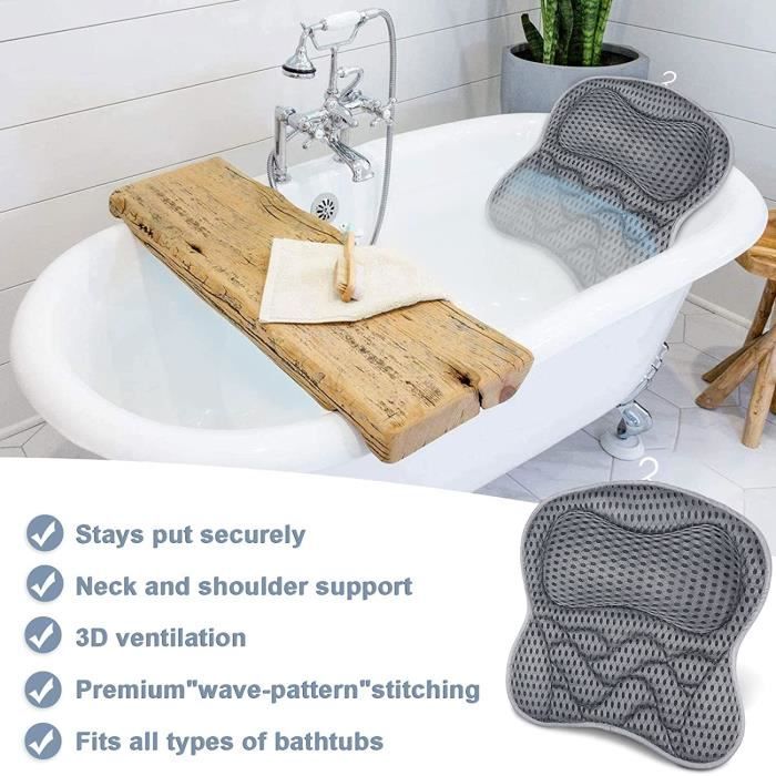 Oreiller De Bain Avec Ventouses - Confort Ergonomique Et Antidérapant - Imperméable Et Facile à Nettoyer - 9