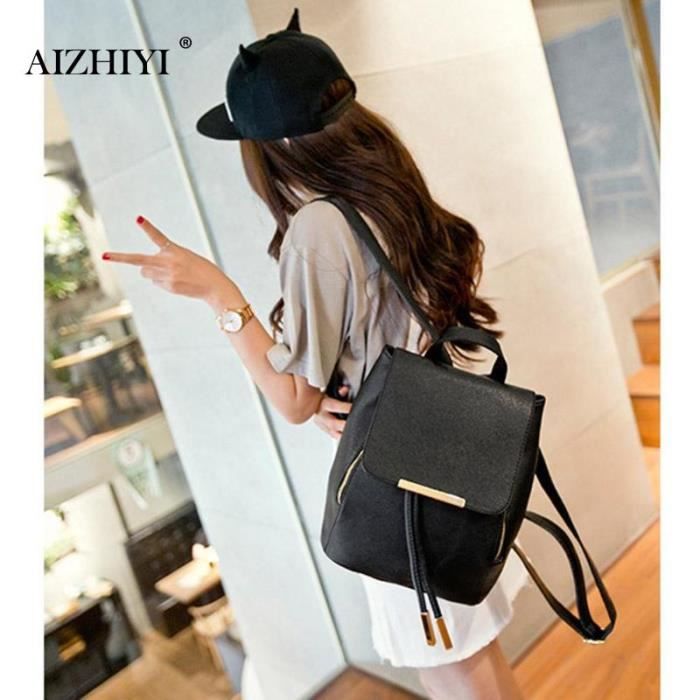 Set 3 Pièces Sacs FANDARE - Sac à Dos + Bandoulière + Porte-Cartes - Cuir PU Étanche - Bleu