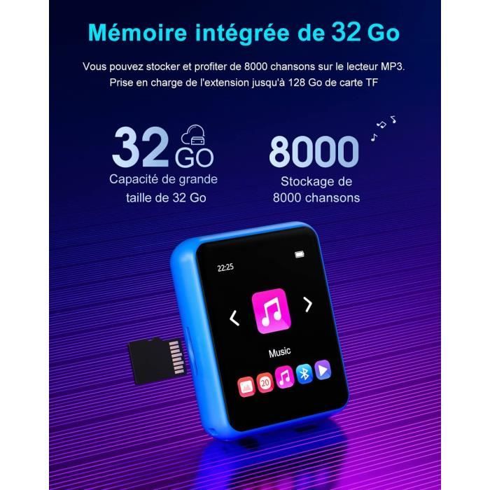 32Go Lecteur Mp3 Sport Pour Courir, Portable Lecteur Musical Sans Perte Hifi, Radio Fm