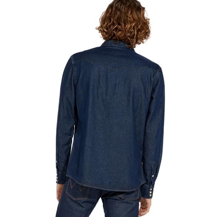 Chemise Western Wrangler En Jean – Femme Taille S, Bleue, Manches Longues (occasion)