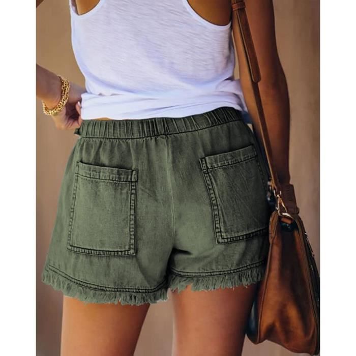 Zhiaek Short Femme Ete Bermuda Femme Taille Elastique Short