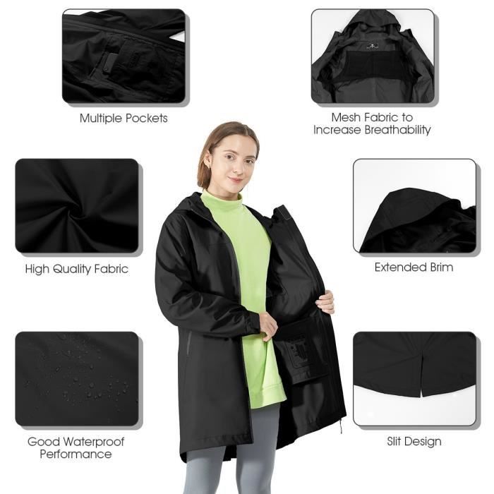 SKY Veste De Pluie Pour Femme Sweat à Capuche D'extérieur Manteau Coupe