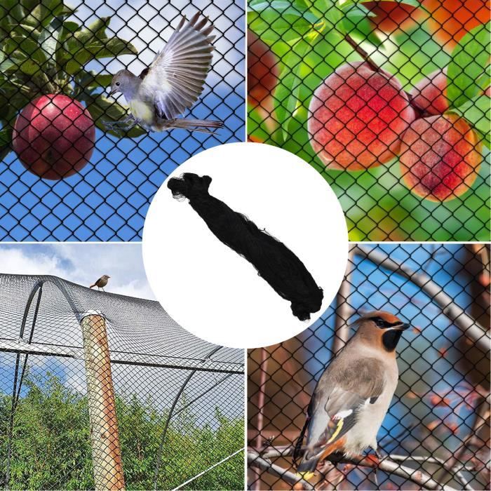 Sonew filet contre les oiseaux Filet en nylon de protection de légumes  d'arbre de filet anti-oiseau noir pour le verger de ferme de