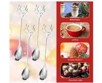 Lot De 8 Cuillères à Café De Noël En Acier Inoxydable 304 - Motif élan - Longueur 14.2 Cm - Pour Thé, Café, Dessert