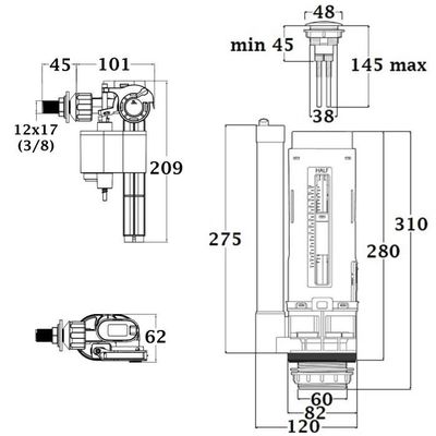 Mécanisme Chasse D'Eau Double NF - Noyon & Thiebault Hauteur Ajustable 320-420mm