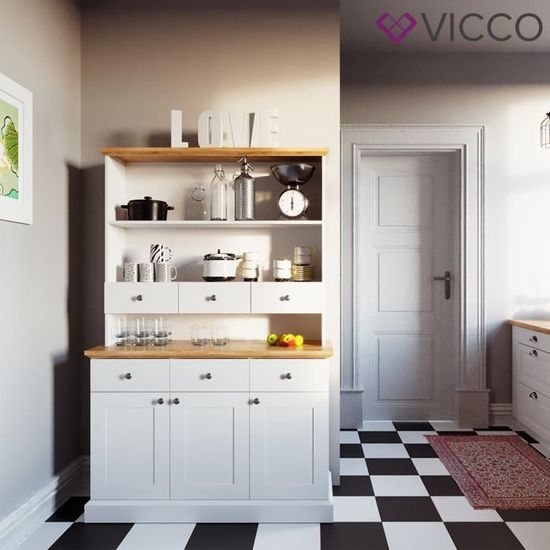 vicco armoire de cuisine cambridge vitrine buffet etagere de cuisine maison de campagne chene blanc achat vente buffet de cuisine vicco armoire de cuisine cdiscount