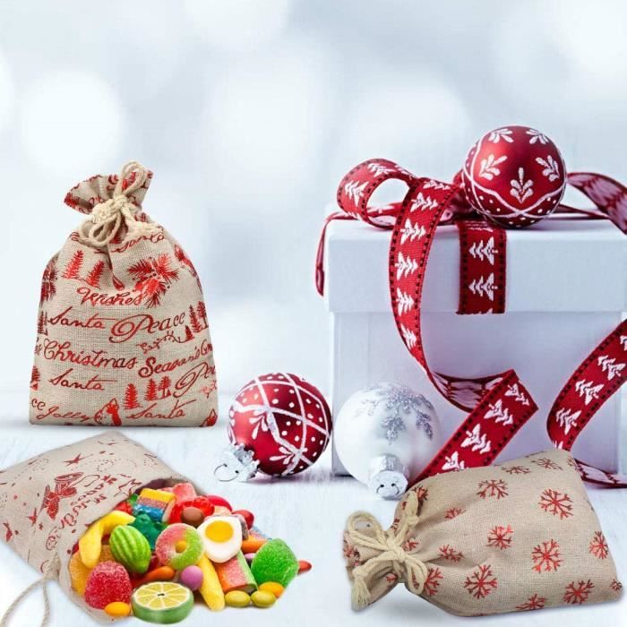 HOWAF Noël Sacs à Cordons Pochette Cadeau Sachet pour Bonbons, Biscuits, Petit  Cadeau Noël Mariage Anniversaire de Fête Bonbonnières Ou Emballage Cadeau,  30Pcs : : Loisirs créatifs