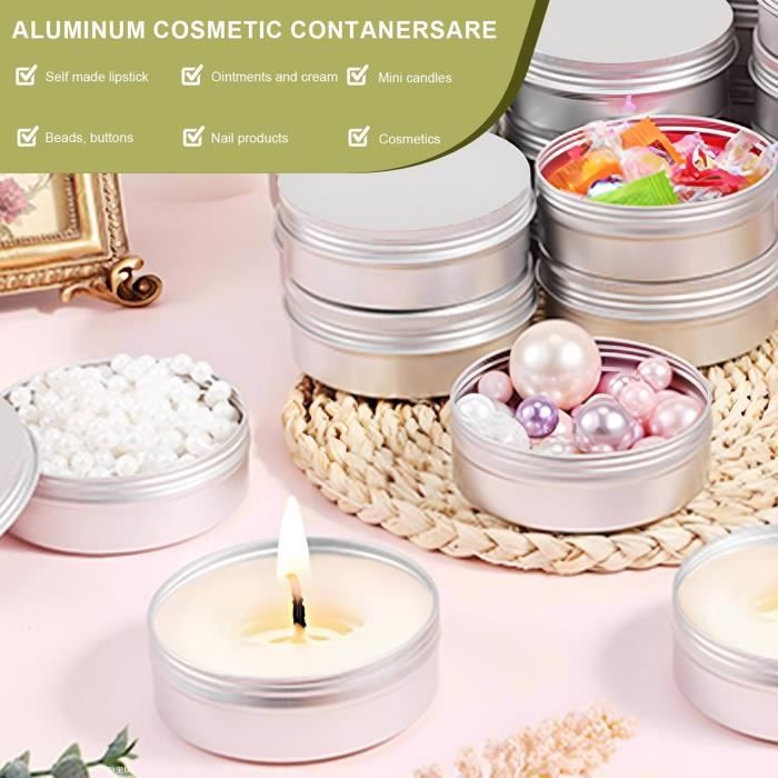 Ciieeo – Lot De 5 Petits Pots En Aluminium Rechargeables De 50 Ml, Parfaits Pour Voyages, Cosmétiques, Thé Ou Bijoux