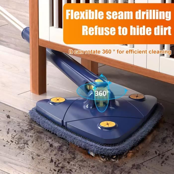 ZAAHII Vadrouille Triangle Rotative 360° Télescopique - Balai Nettoyage Sols Murs Verre Avec Tissus Microfibre - Idéal Coins Et Plafonds