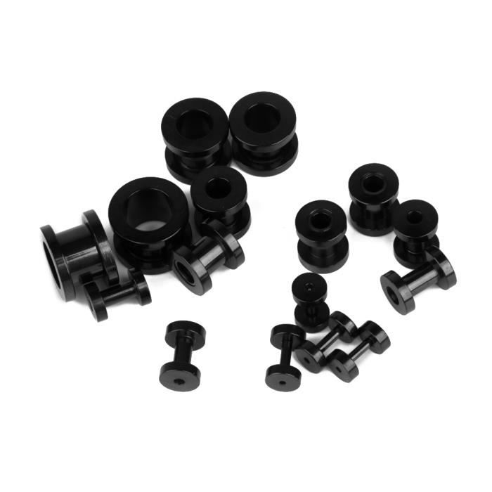 Kit 8 Écarteurs Oreilles (Tunnels) En Acier Inoxydable Noir Et Argent - Tailles De 4mm à 25mm - Avec Zirconium, Hypoallergénique - 11