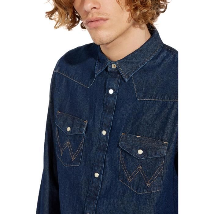 Chemise En Jean Homme Duohropke - Style Western, Manches Longues, Coupe Droite, Col Kent