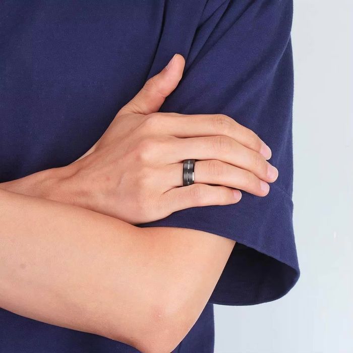 Bague Homme Zense En Acier Effet Craquelé Argenté - Taille Ajustable, Modèle ZR0184