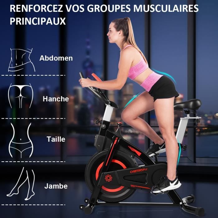 OneTwoFit Velo d appartement Velo biking interieur avec Ecran LCD Roue d inertie 6kg Noir et Rouge OT212BR Cdiscount Sport
