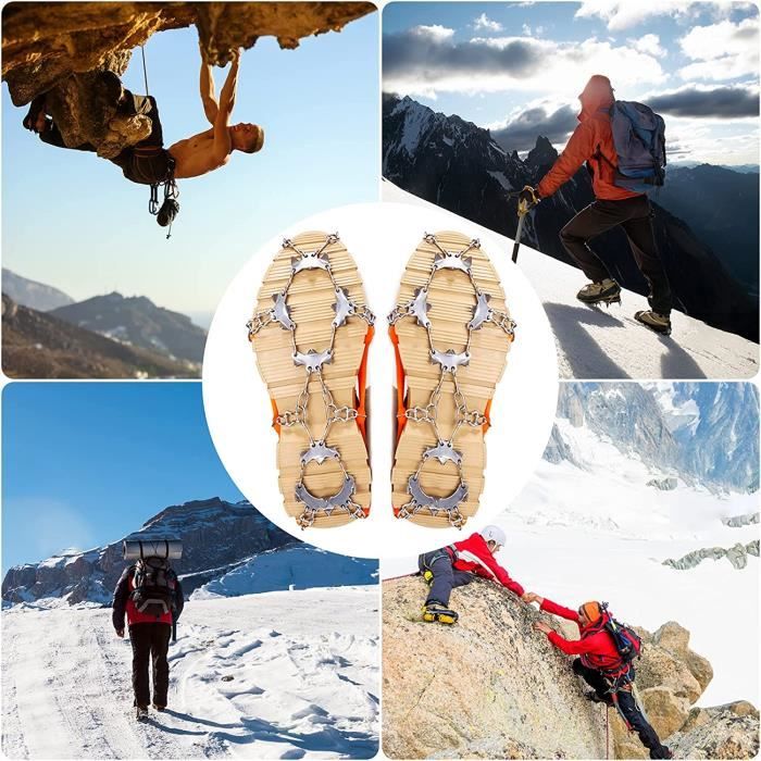 Crampons Antidérapants Neige Et Glace - 24 Dents Acier - Silicone Résistant -45°C
