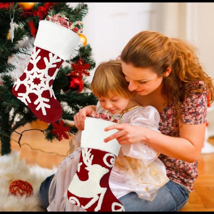 Bas Cheminée Noël Lot De 8 Mini Chaussettes De Noël 3D Festives - Bas à Suspendre Pour Sapin, Cheminée Et Cadeaux