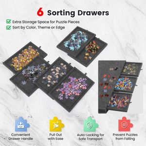 Planche De Puzzle Inclinable Lavievert – 3 Angles Réglables, Couverture En Feutre, Légère (1,7 Kg) Pour Puzzles 1000 Pièces – Anti-glisse Et Bords Relevés