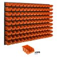 Lot de 126 boîtes XS bacs a bec orange pour système de rangement 115 x 78 cm au garage-0