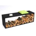 Banc de bois de chauffage D-Style 150cm avec étagère pour cheminée - DANDIBO - Noir - Métal-0