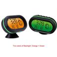 12V voiture thermomètre numérique Voltmètre horloge alarme moniteur multifonctionnel Auto indicateur de température,Vert-0