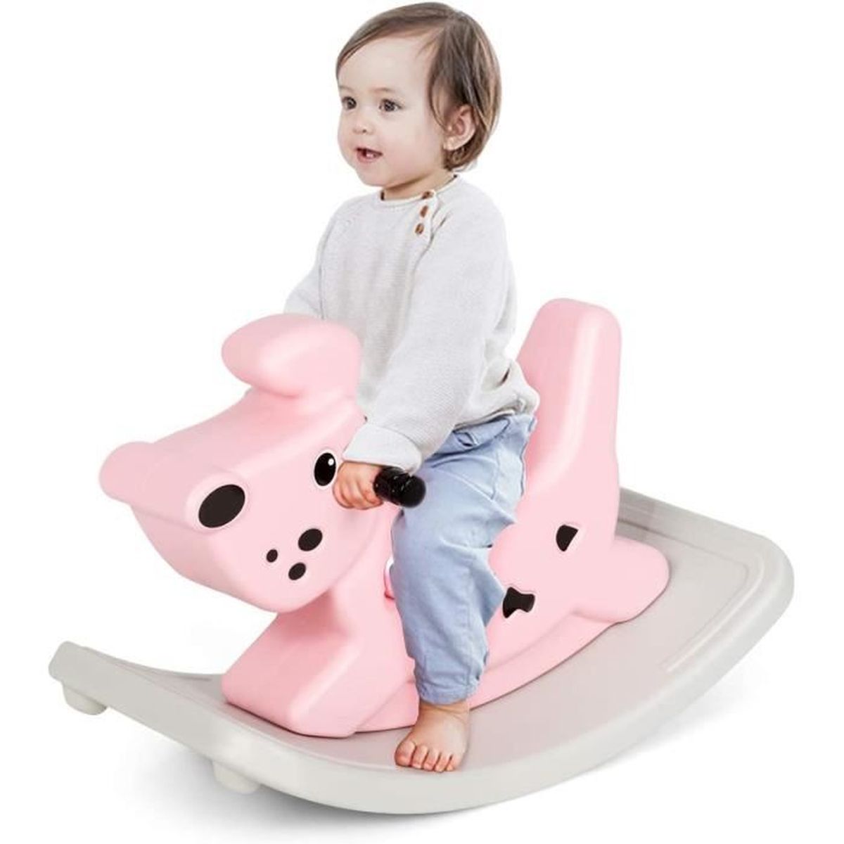 Cheval A Bascule Bebe En Plastique Jouet A Bascule Avec Grande Epaissieur Musique Lumieres Pour Enfants De 6 A 36 Mois Cdiscount Jeux Jouets