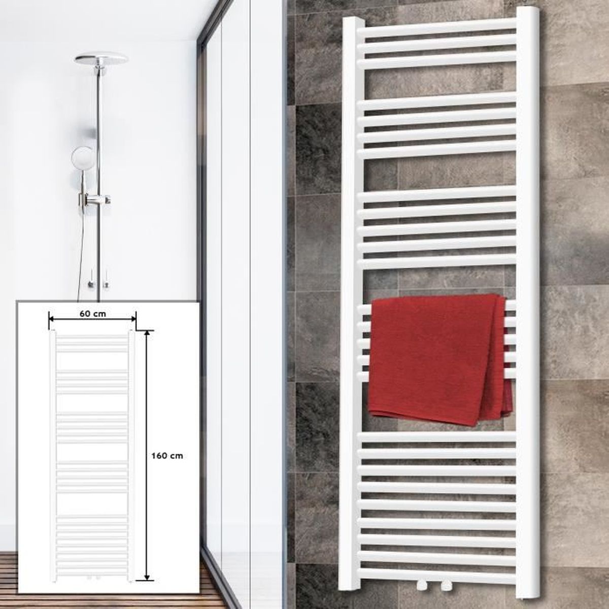 Sèche-Serviette 18x18 mm Radiateur Chauffe-Serviette pour Salle Sèche-Serviette 18x18 mm Radiateur Chauffe-Serviette pour Salle