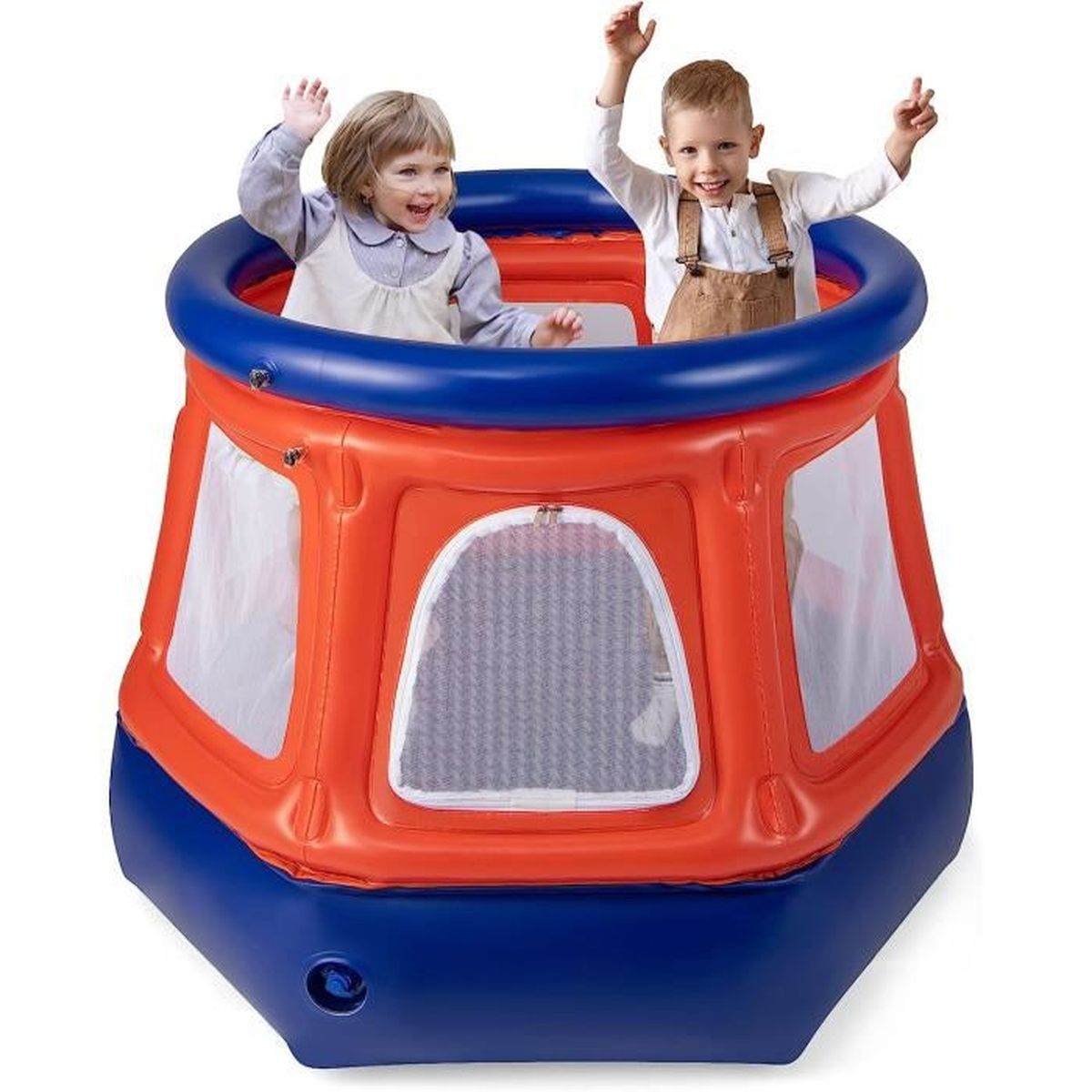 GOPLUS Trampoline Gonflable pour Enfants avec Pompe à Main, Aire de
