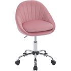 WOLTU Chaise Bureau Pivotante, Chaise Coiffeuse en Velours, Double Coussin, Réglable en Hauteur, Rose W0ATT0617