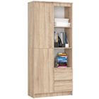 Bibliothèque de bureau AKORD R11 Chêne Sonoma 80 cm 1 porte 2 tiroirs façade Chêne Sonoma 7 étagères 80x35x180 cm