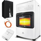 WILTEC céramique 4200 watts avec régulateur de pression, tuyau de gaz | Cheminée au gaz | Appareil de chauffage a gaz [blanche]