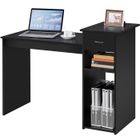 Bureau Informatique - YAHEETECH - Table d'ordinateur avec 1 tiroir et 2 étagères - Noir
