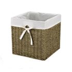 Cube de rangement en jonc de mer 28x28x28cm - Bois clair - 28 cm X 28 cm X 28 cm - CALICOSY