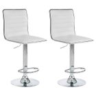 IDIMEX Lot de 2 tabourets de bar ROCA chaise haute droite pour cuisine/comptoir, réglable en hauteur et pivotante, en synthétique blanc