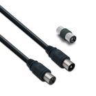 METRONIC Câble TV coaxial 9,52 mm mâle/fem.+adaptateur mâle/mâle 2 m - noir