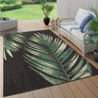 Paco Home Tapis Exterieur Terrasse Salon Cuisine Palmiers Jungle Fleuri Motif Boho Vert Noir 120 cm rond