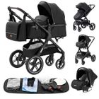 YAZOCO - Poussette combinée 3en1 - Avec nacelle-siège auto - Jusqu'à15Kg - Noir