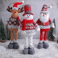 Poupée de Noël, poupée rétractable en polyester pour décorations de portes et fenêtres, ensemble de 3 décorations de Noël