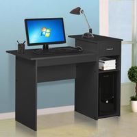 Bureau Informatique - YAHEETECH - Table d'ordinateur avec 1 tiroir et 2 étagères - Noir
