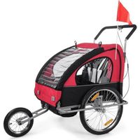 Remorque vélo SAMAX pour 2 enfants Mixte Convertible Jogger - Rouge et Noir