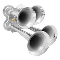 Argent - Klaxon à Air puissant pour Train, avec 4 ou quatre trompettes, 12V, solénoïde électrique en alliage