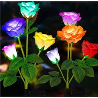 Lampe Solaire Exterieur avec 8 plus grandes fleurs solaires Rose, Lumières de jardin LED multicolores pour Garden Yard,Pathway,terra