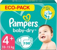 PAMPERS BABY-DRY TAILLE 4 PLUS 198 COUCHES (10-15 KG)