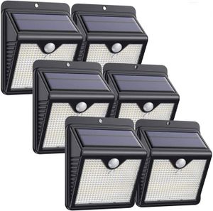 ABAT-JOUR Lampes solaires d'extérieur, paquet de 6, 150 LED, 1000 lumens, lampes solaires étanches avec capteur de mouvement tmt