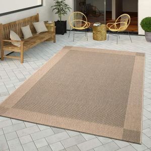 Tapis Int/érieur /& Ext/érieur Terrasse Et Balcon Monochrome Structur/é Dimension:200x290 cm Couleur:Beige