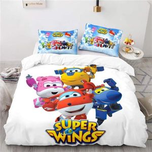 Parure housse de couette coton Super Wings Team 140x200 cm avec Taie d'oreiller