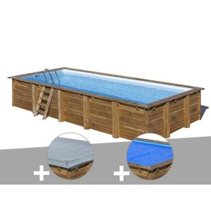 PISCINE Kit piscine bois Gré Braga 8,15 x 4,20 x 1,46 m + Bâche hiver + Bâche à bulles