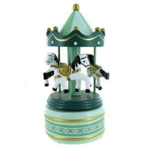 BOITE À MUSIQUE Boîte à musique carrousel Greensleeves - manège musical miniature en bois peint à la main avec chevaux tournants